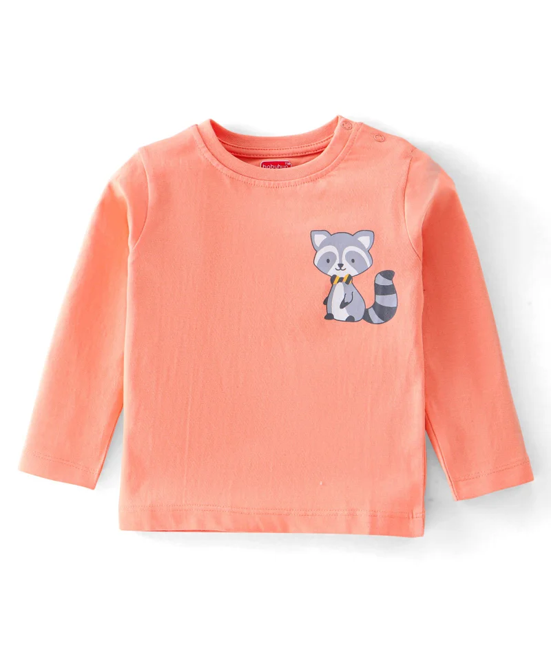 babyhug Babyhug Cotton Knit Full Sleeves T-Shirt Fox Graphic Print - Orange