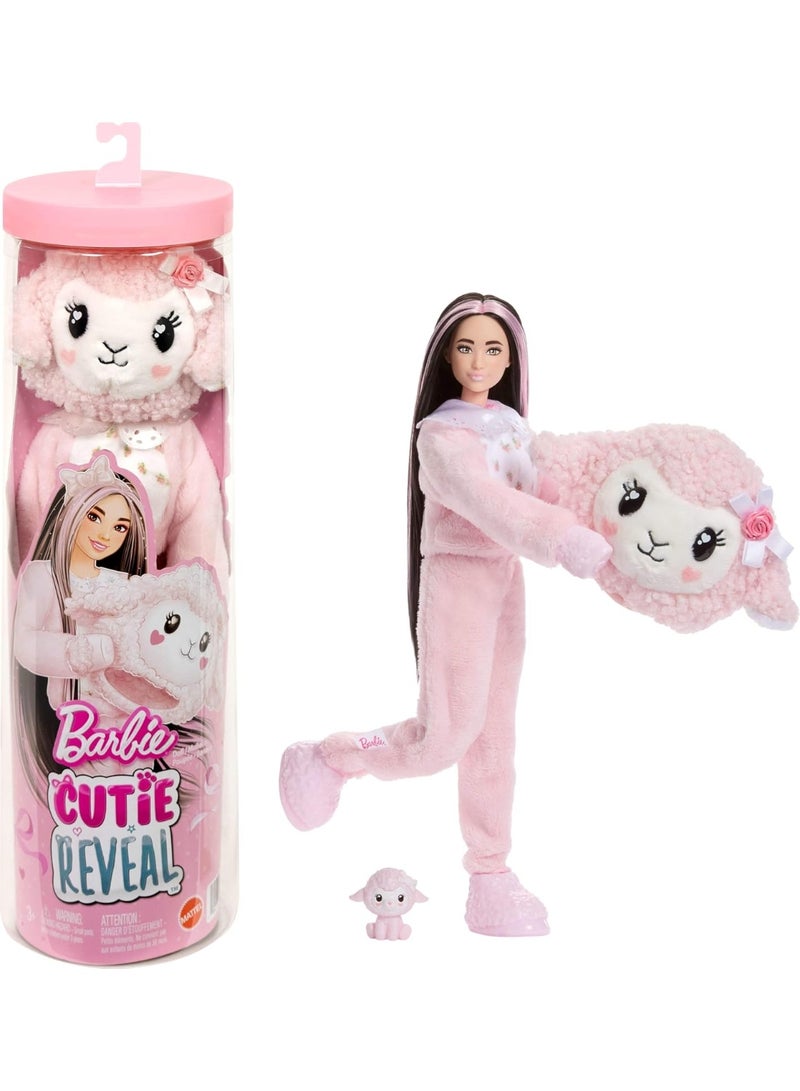 Barbie Cutie Reveal Doll & Accessories, Cuddly Series Lamb with 10 Surprises - Image 1