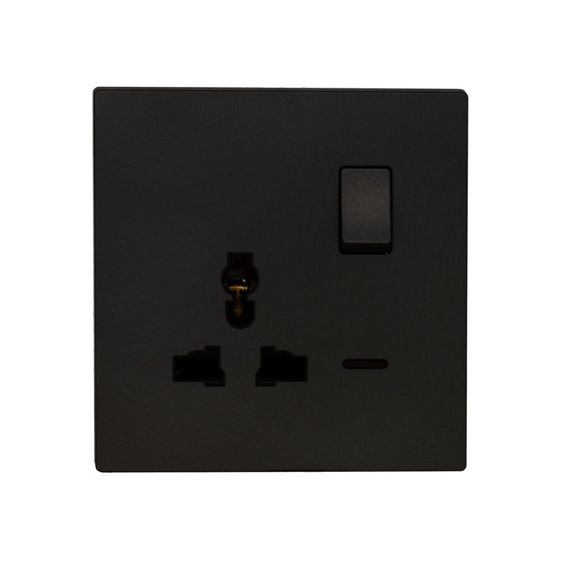 Donmarco Single MF Socket 13A – Ultra Thin Plastic, Fire-Resistant Electric Outlet , 15-Year Warranty , Sleek and Modern Design (Matt Black) | Wall Socket Power Outlet - Image 1