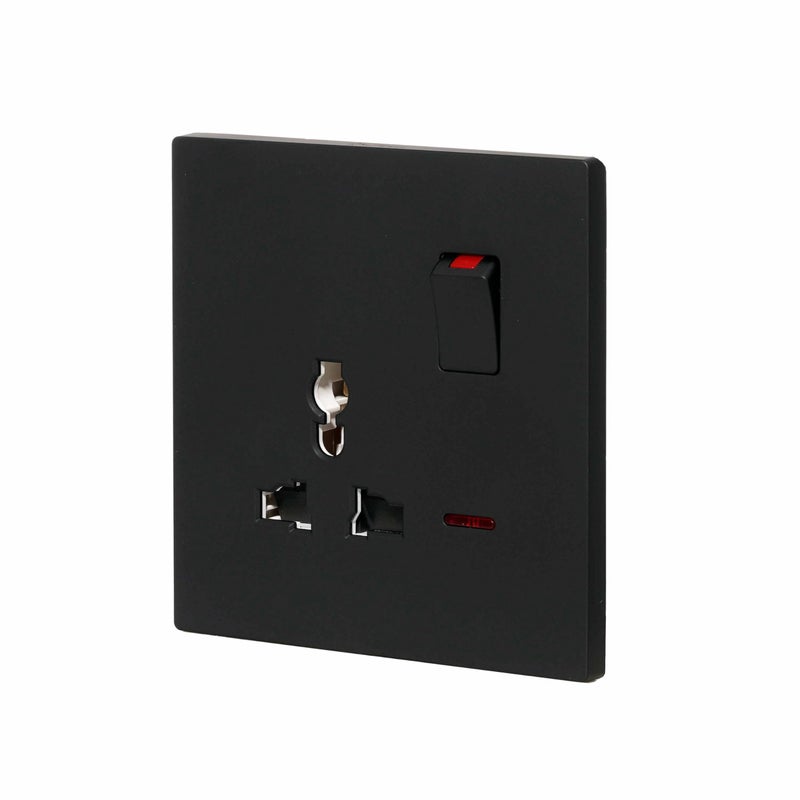 Donmarco Single MF Socket 13A – Ultra Thin Plastic, Fire-Resistant Electric Outlet , 15-Year Warranty , Sleek and Modern Design (Matt Black) | Wall Socket Power Outlet - Image 2
