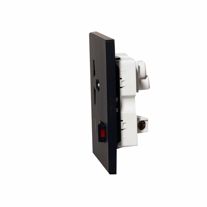 Donmarco Single MF Socket 13A – Ultra Thin Plastic, Fire-Resistant Electric Outlet , 15-Year Warranty , Sleek and Modern Design (Matt Black) | Wall Socket Power Outlet - Image 3
