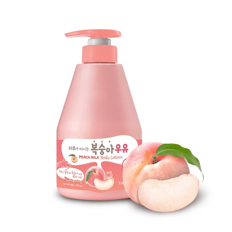 Kwailnara WELCOS KWAILNARA Peach Milk Body Lotion (19.75 Fl Oz) â€“ Korean Body Lotion for Smooth & Soft Skin | Milk Protein, Royal Jelly, & Peach Extract for Radiant Skin | Paraben-Free & Non-Greasy - Image 1