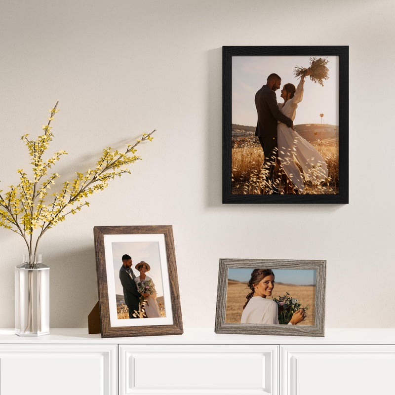 Vittanly 12 Pack Picture Frames Collage Wall Decor for Mounting or Tabletop Display, Gallery Wall Frame Set for Family, Multi Sizes Including 4pcs 8x10, 4pcs 5x7, 4pcs 4x6, Black, Brown and Dark Grey - Image 5