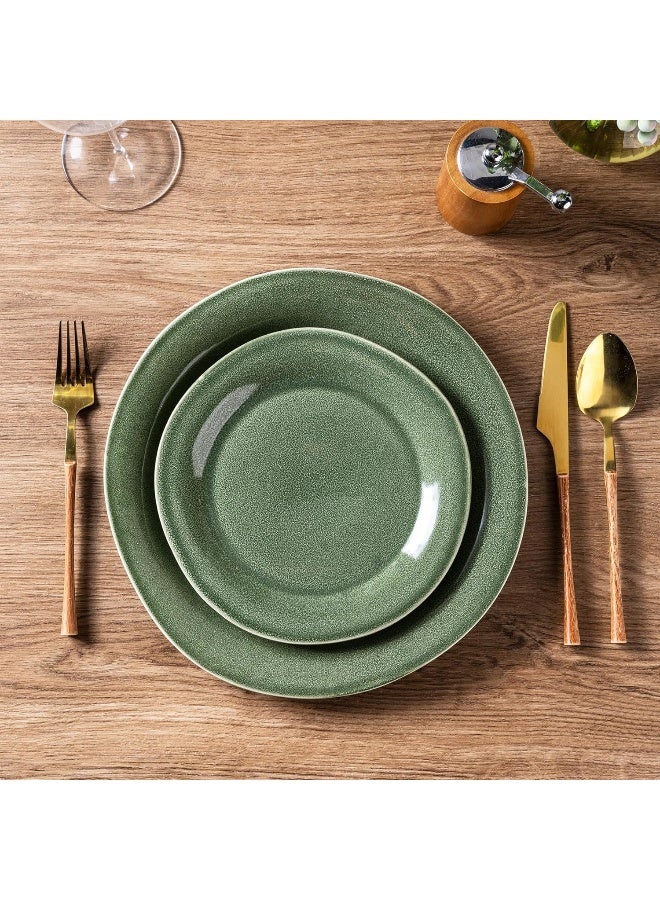 AmorArc طقم أدوات المائدة الخزفية من AmorArc، مصنوع يدويًا من الفخار، أطباق وأوعية بتزجيج تفاعلي، مجموعة مقاومة للخدوش، آمنة في غسالة الصحون والميكروويف، طقم خدمة لـ 4 أشخاص، 12 قطعة - Image 2