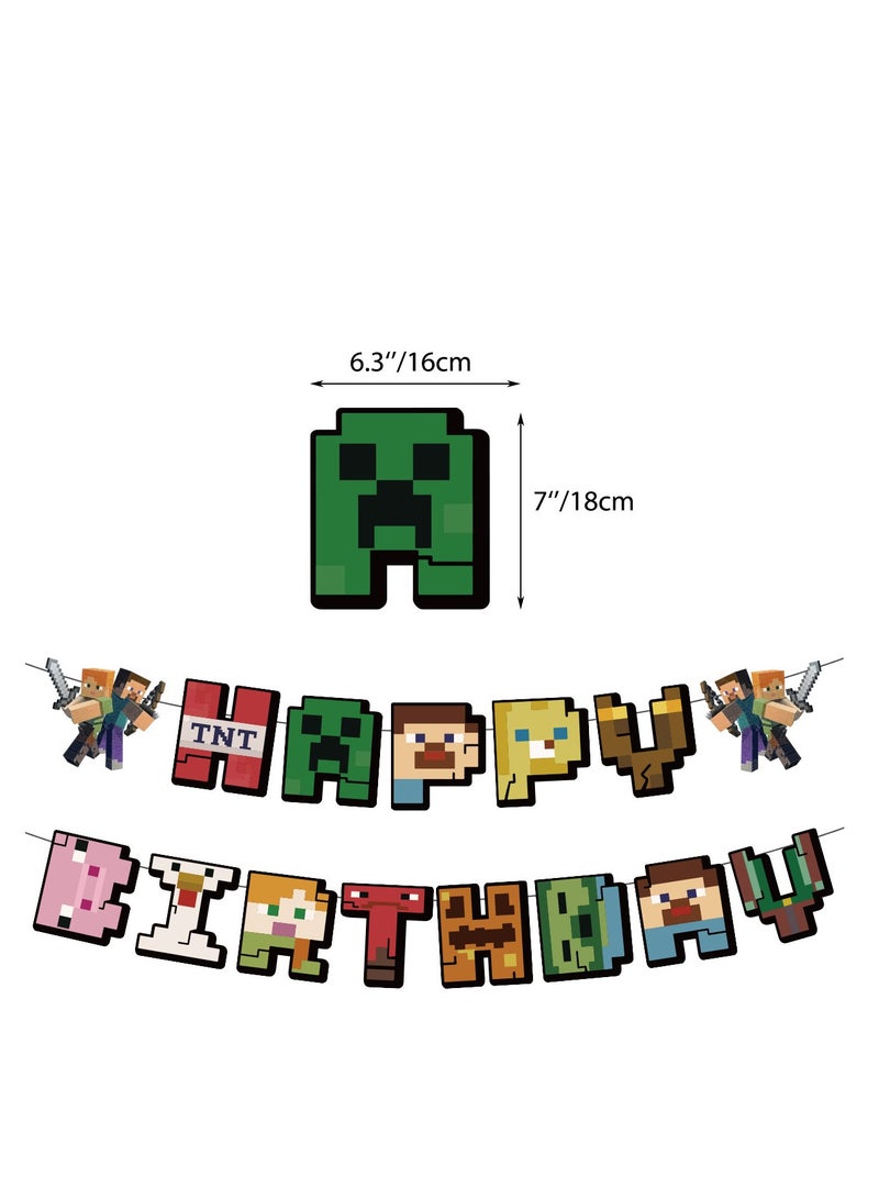 xppier 46 Pieces Minecraft Theme Birthday Decorations for Children's Birthday Supplies - Image 5