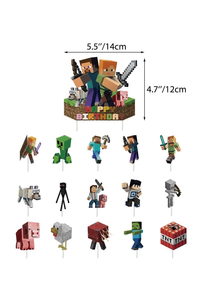 xppier 46 Pieces Minecraft Theme Birthday Decorations for Children's Birthday Supplies - Image 2