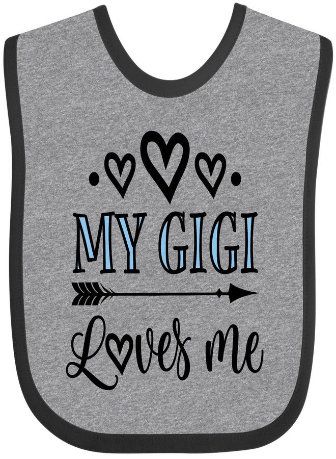 inktastic My Gigi Loves Me Outfit Baby Bib Heather and Black 3d962 - Image 1