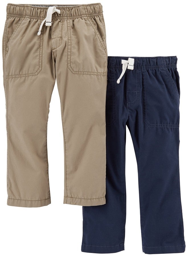 Carter's Baby 2pk Woven Pant, Khaki/Navy, 9 Month - Image 1