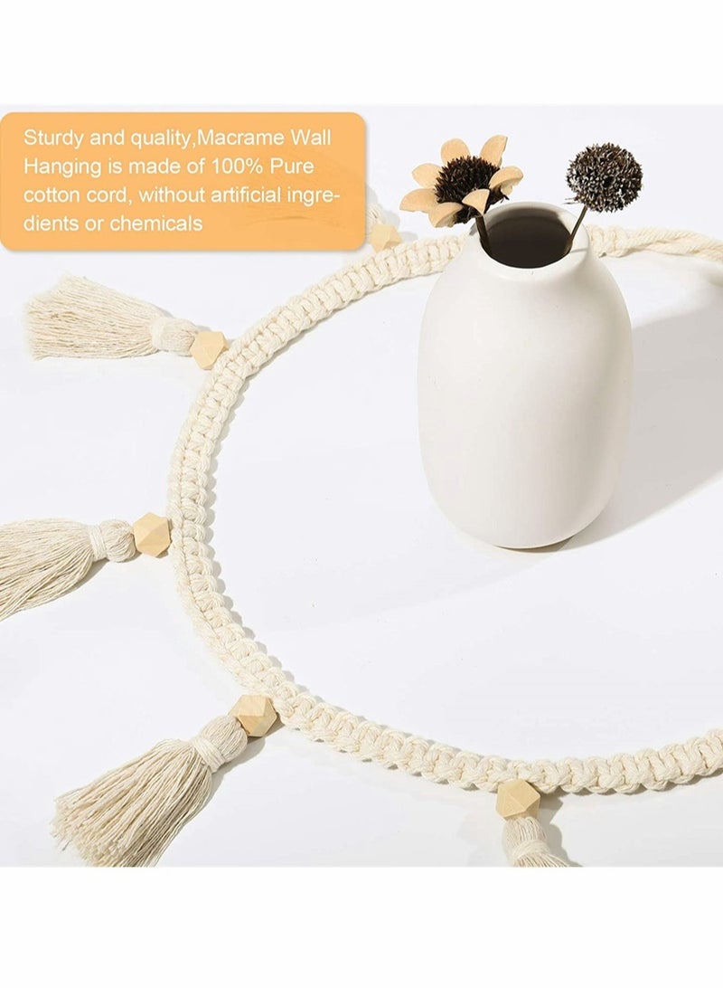 Luckam 4 Pcs Macrame Woven Tassel Garland, Hanging Tassel Fringe Garland Banner Basket Decorative Wall Hangings for Home Decor Nursery Room, Rustic Country Decor 37.4 Inch - Image 5