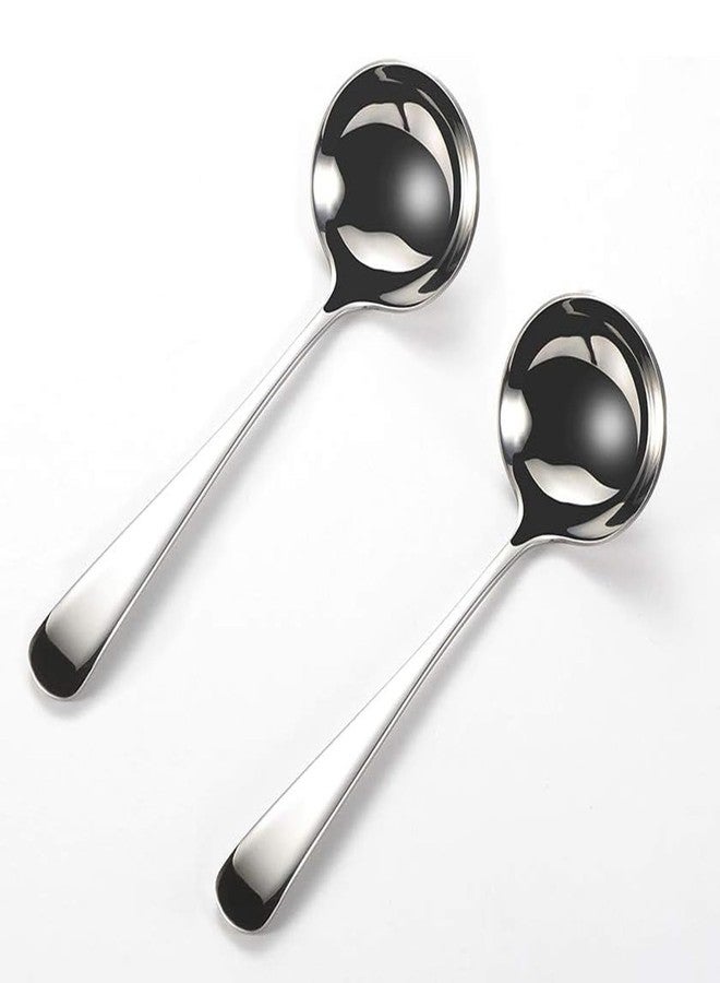 Zjunhm Small Soup and Gravy Ladles - 304 Stainless Steel, 7.7 Inches, 2-Piece Set - Dishwasher Safe (Silver) - Image 1