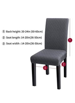 DUNISO Dining Room Chair Covers Set of 6, High Elastic Polyester Fabric Chair Cover Jacquard Dining Chair Cover, Protective Chair Washable And Removable (Grey)  - Image 3