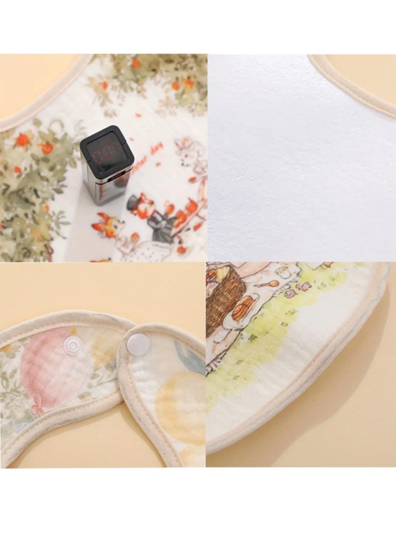 Bebiland 5 Pieces Muslin Baby Bibs, Baby Bandana Drool Bibs, Adjustable Multi-Use Scarf Bibs 4-Layer 100% Organic Cotton With Super Absorbent& Soft Drooling Bibs Breathable for Boys Girls - Image 4