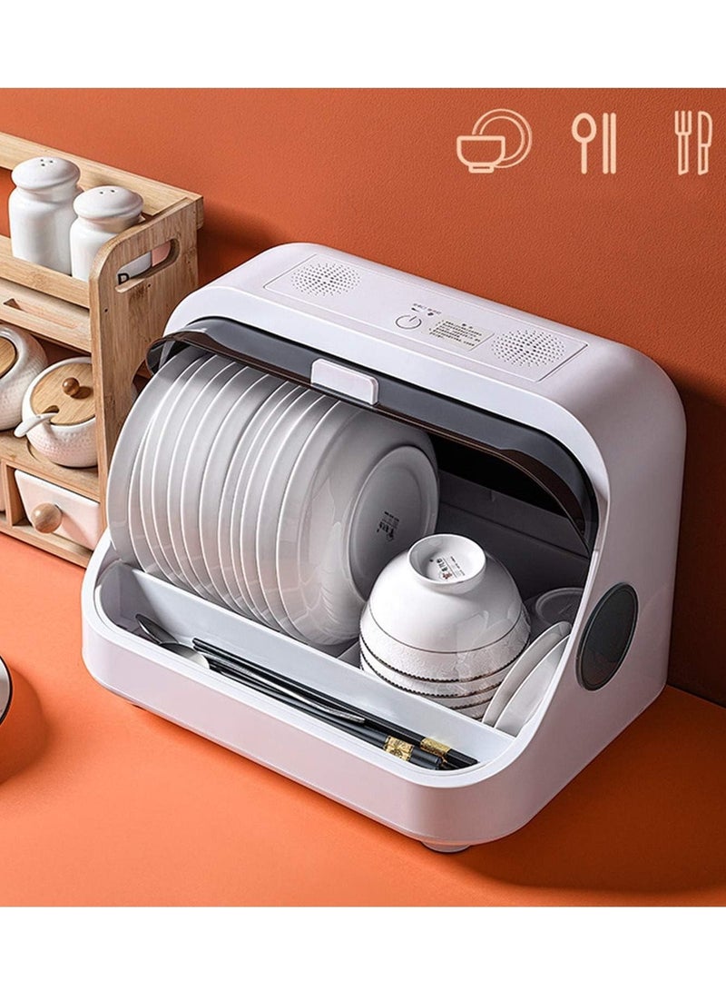 UV disinfection dish drying rack, kitchen cups and saucer rack tray cutlery dishes drain storage box, bowl/spoon/knife/fork/disinfector  - Image 3