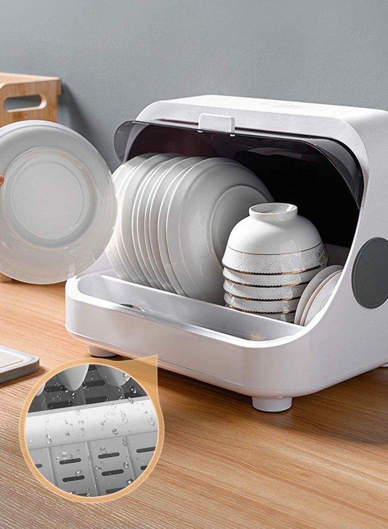 UV disinfection dish drying rack, kitchen cups and saucer rack tray cutlery dishes drain storage box, bowl/spoon/knife/fork/disinfector  - Image 5
