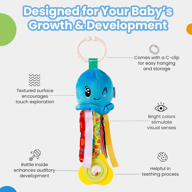 Nuluv Waves Octopus Soft Toy with Teether & Rattle - Image 2