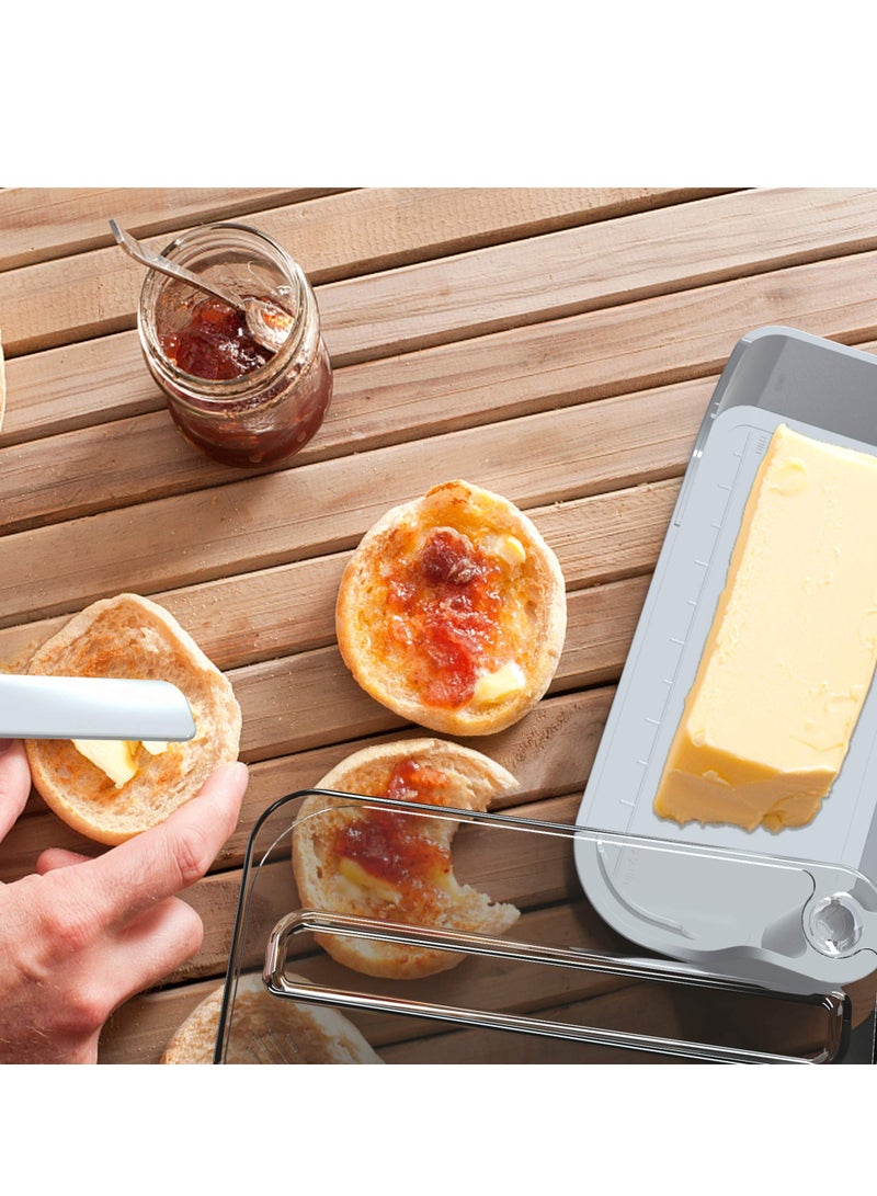 Butter Dish with Lid and Knife,Airtight Butter Container Covered Butter Dish for Countertop or Fridge,ABS Plastic Butter Dishes  Dishwasher Safe, Plastic Butter Holder Tray (White)
