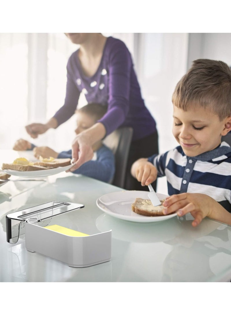Butter Dish with Lid and Knife,Airtight Butter Container Covered Butter Dish for Countertop or Fridge,ABS Plastic Butter Dishes  Dishwasher Safe, Plastic Butter Holder Tray (White)