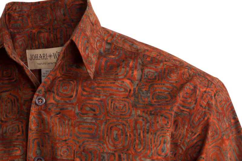 Johari West Men's Button-Down Short Sleeve Shirt, Ripple Rosso, (Terracotta, Medium) - Image 2