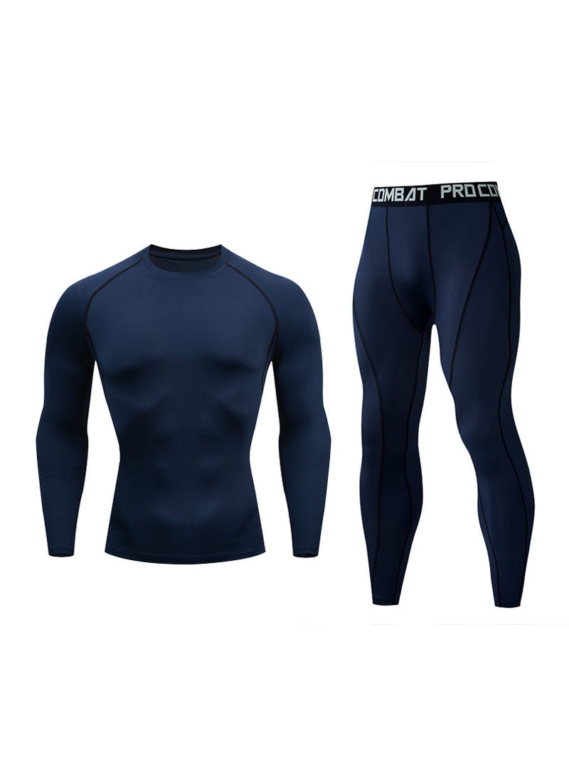 Generic Mens Fitness Compression Tights Quick-DryColorful blue suit Colorful blue suit 