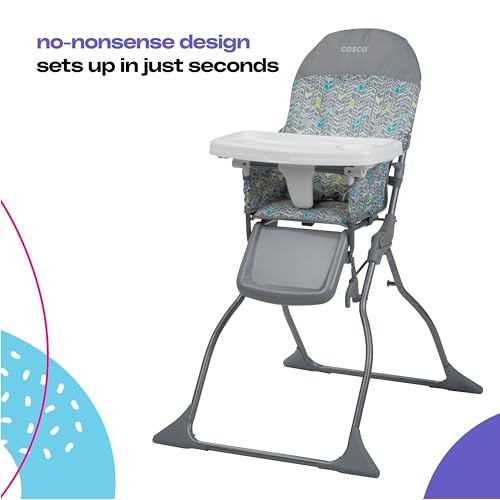 Cosco Kids Highchair for Baby, Simple Foldable High Chair, Convenient, Lightweight, and Compact Design, Posey Pop - Image 3