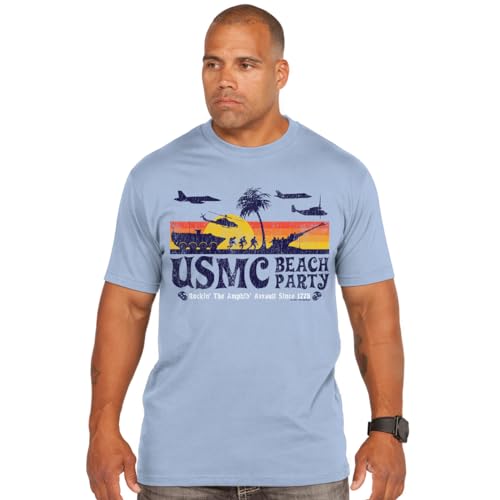 7.62 Design USMC 'Beach Party' Men's Battlespace T-Shirt,Sky Blue,Large - Image 3