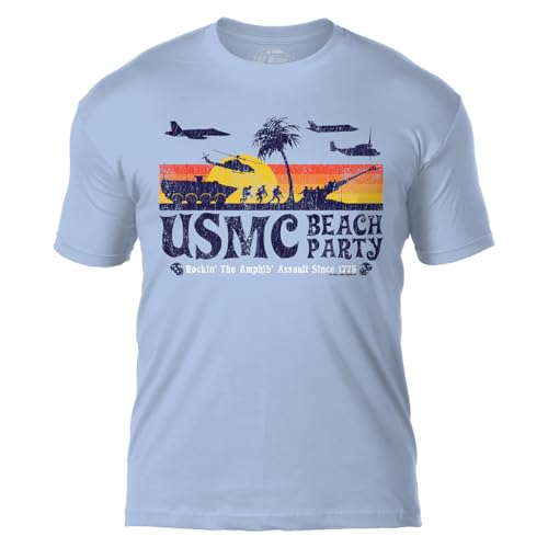 7.62 Design USMC 'Beach Party' Men's Battlespace T-Shirt,Sky Blue,Large - Image 1