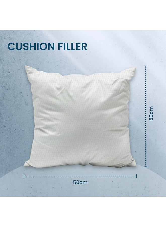 حشو وسادة أرستقراطي مع غطاء خارجي غير منسوج وحشوة ألياف مجوفة 50x50 سم بوليستر أبيض أبيض 50x50 سم - Image 1