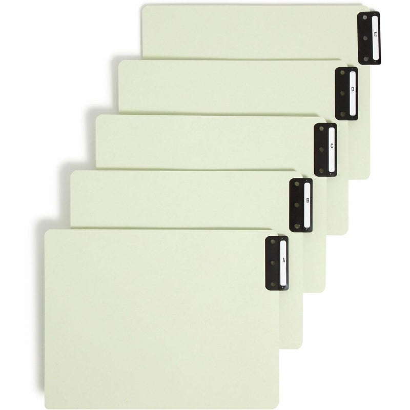 Smead 100% Recycled End Tab Pressboard File Guides, Vertical Metal Tab (A-Z), Extra Wide Letter Size, Gray/Green, Set of 25 (61676) - Image 1