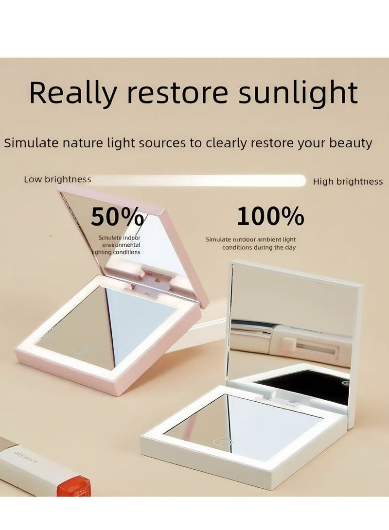 فلاي هسو مرآة مستحضرات التجميل المحمولة مع ضوء LED USB قابلة للشحن - Image 4