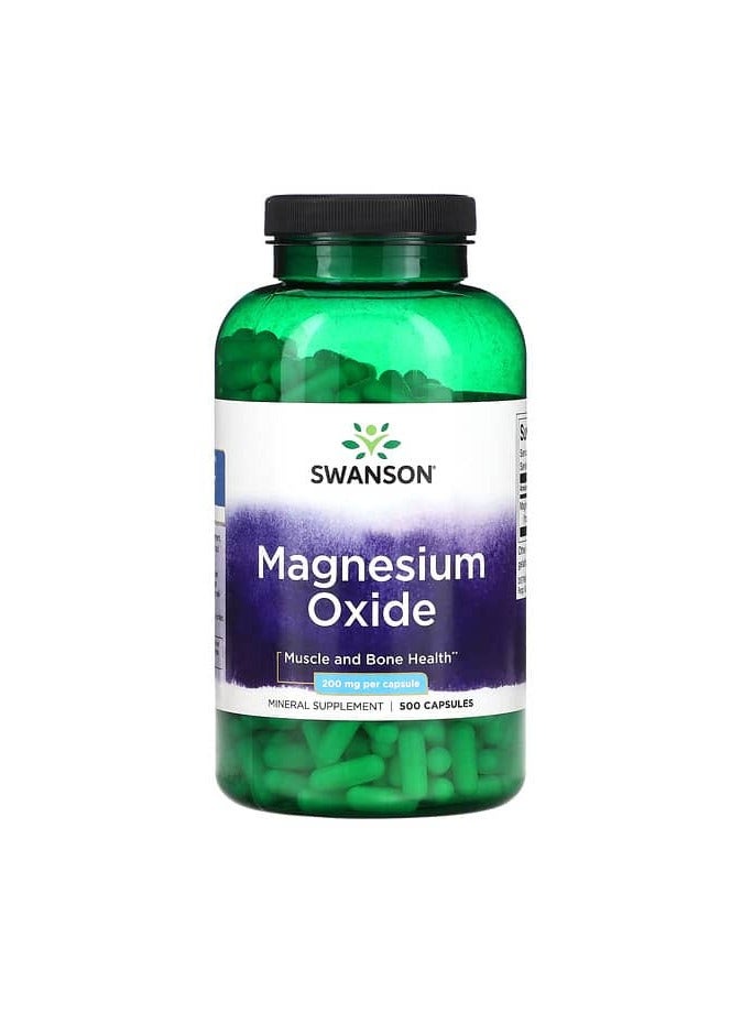 SWANSON Magnesium Oxide, 200 mg, 500 Capsules