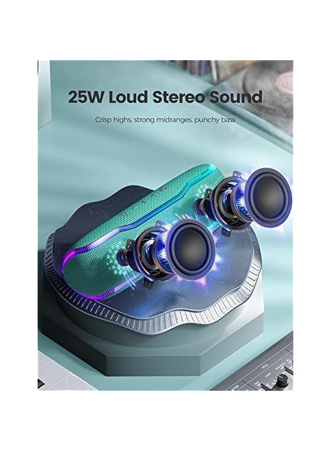 ANKOVO Portable Bluetooth Speaker, IPX7 Waterproof Wireless Speaker with Colorful Flashing Lights, 25W Super Bass 24H Playtime, 100ft Range, TWS Pairing for Outdoor, Home, Party, Beach, Travel - Image 2