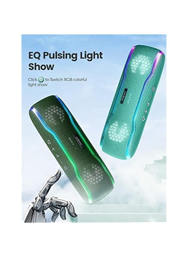 ANKOVO Portable Bluetooth Speaker, IPX7 Waterproof Wireless Speaker with Colorful Flashing Lights, 25W Super Bass 24H Playtime, 100ft Range, TWS Pairing for Outdoor, Home, Party, Beach, Travel - Image 5
