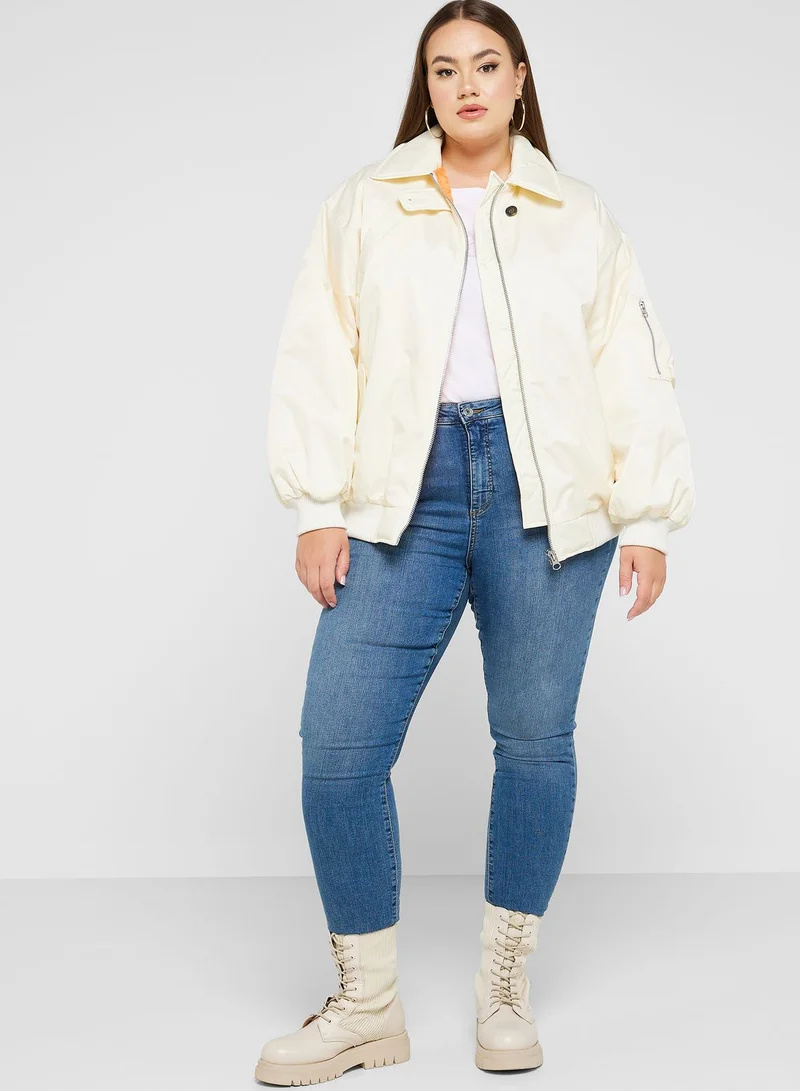 Topshop Curve Zip Through Bomber Jacket