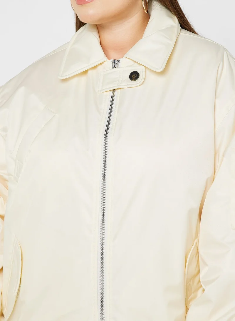 Topshop Curve Zip Through Bomber Jacket