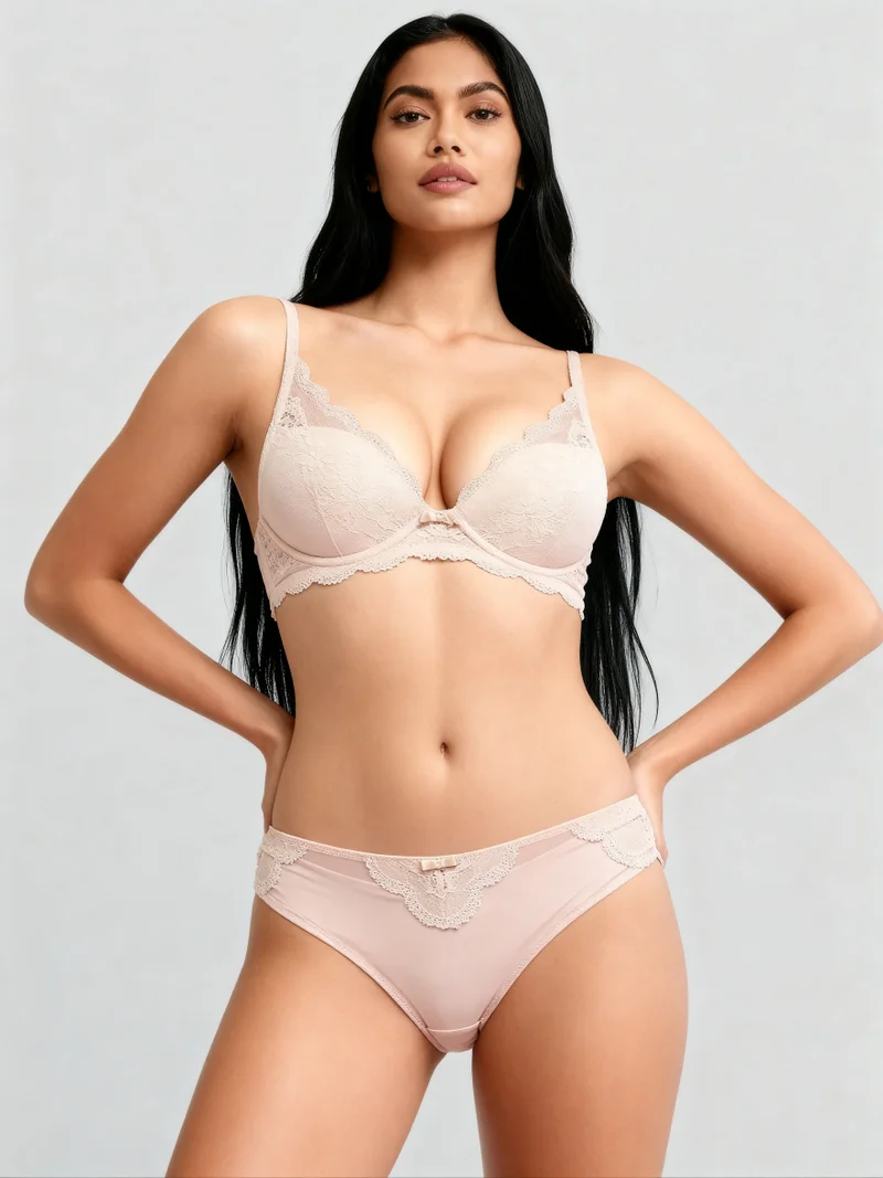 ليس اند مي  Sexy Lace Lingerie Set for Women – Designer Bra & Matching Panty | Romantic Intimates Wear