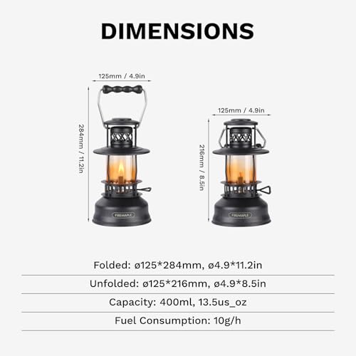 Fire-Maple Voyager Kerosene Lantern - Retro Camping Light, Bushcraft & Emergency Backup (13.5 fl.oz Capacity, 17.8oz) - Image 2