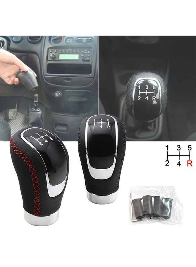 Black Line Manual 5 Speed Shifter Lever PU Leather Anti Slip Gear Shift Knob - Image 1