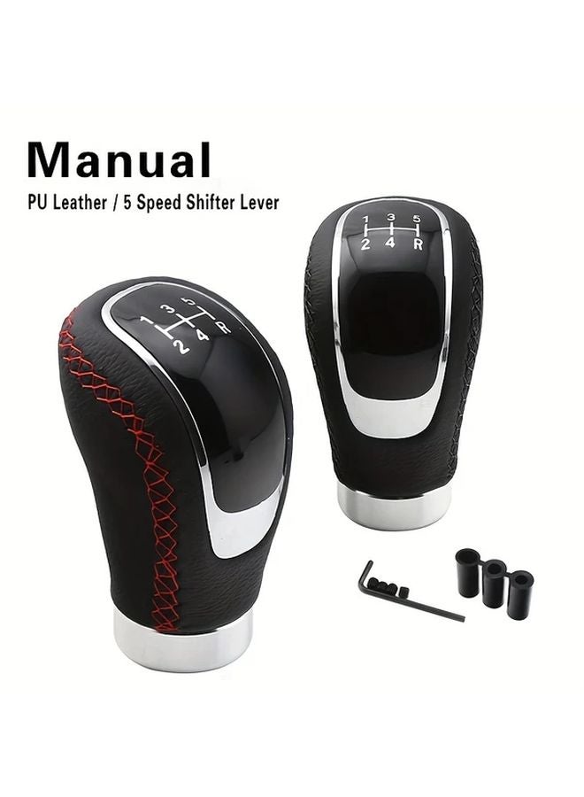 Black Line Manual 5 Speed Shifter Lever PU Leather Anti Slip Gear Shift Knob - Image 2