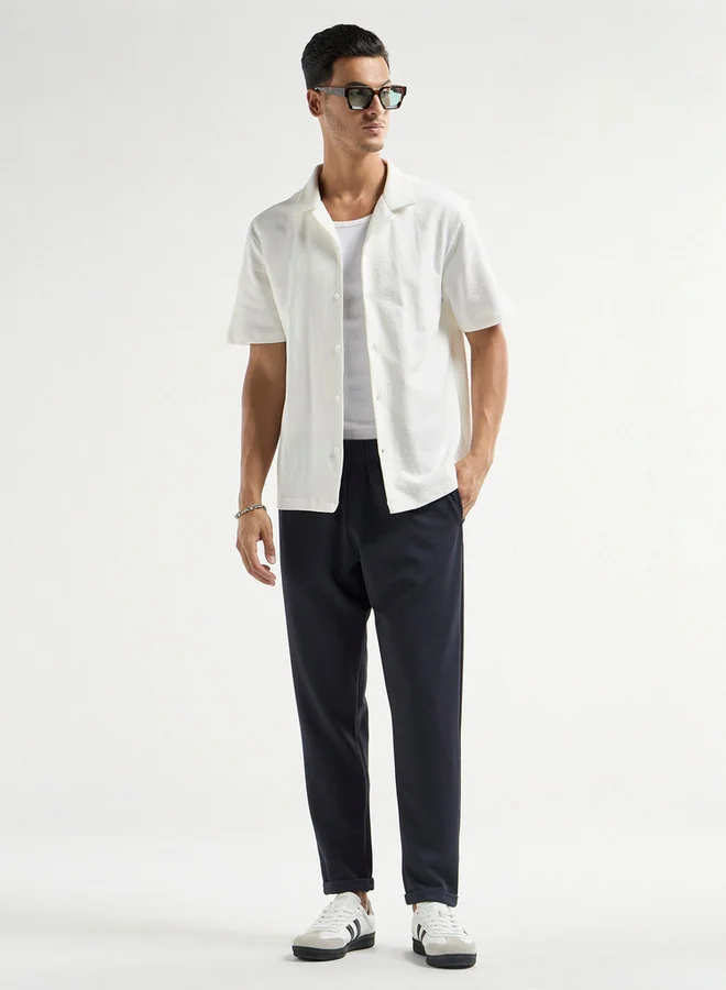 Splash FAV Textured Regular Fit Pants with Flexi Waist and Pockets