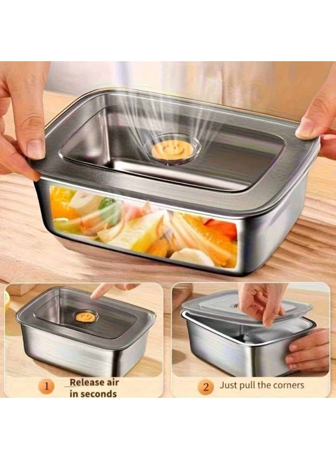 Aideli 6 Pcs 1500ml Stainless Steel Food Storage Containers with Airtight Lids, Leak-Proof Food Containers and Lunch Boxes for Kitchen, Fridge, and Meal Prep - Image 2