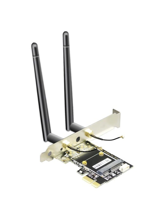 GLOTRENDS Mini PCIe to PCIe X1 Adapter for Half High Mini PCIe WiFi Module, 3.5 dBi SMA Antenna Included - Image 1