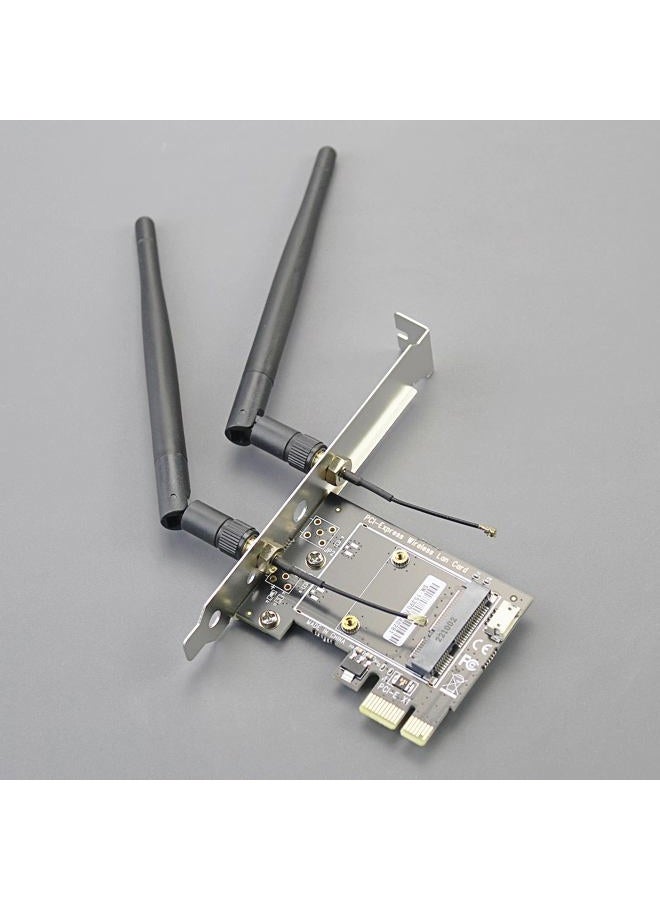 GLOTRENDS Mini PCIe to PCIe X1 Adapter for Half High Mini PCIe WiFi Module, 3.5 dBi SMA Antenna Included - Image 2