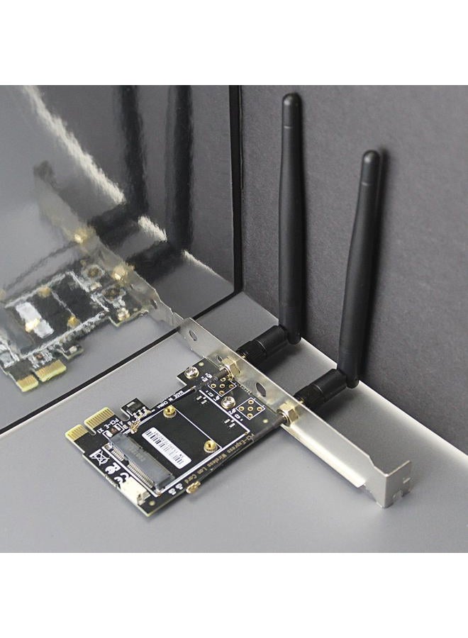 GLOTRENDS Mini PCIe to PCIe X1 Adapter for Half High Mini PCIe WiFi Module, 3.5 dBi SMA Antenna Included - Image 3