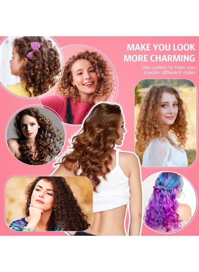 LUMYA 30Pcs No Heat Hair Rods Rollers, Soft Flexible Foam Hair Curlers with 1 Mouse Tail Comb, Styling Tools for Daily Use, Travel, Sleeping (Pink) - Image 3