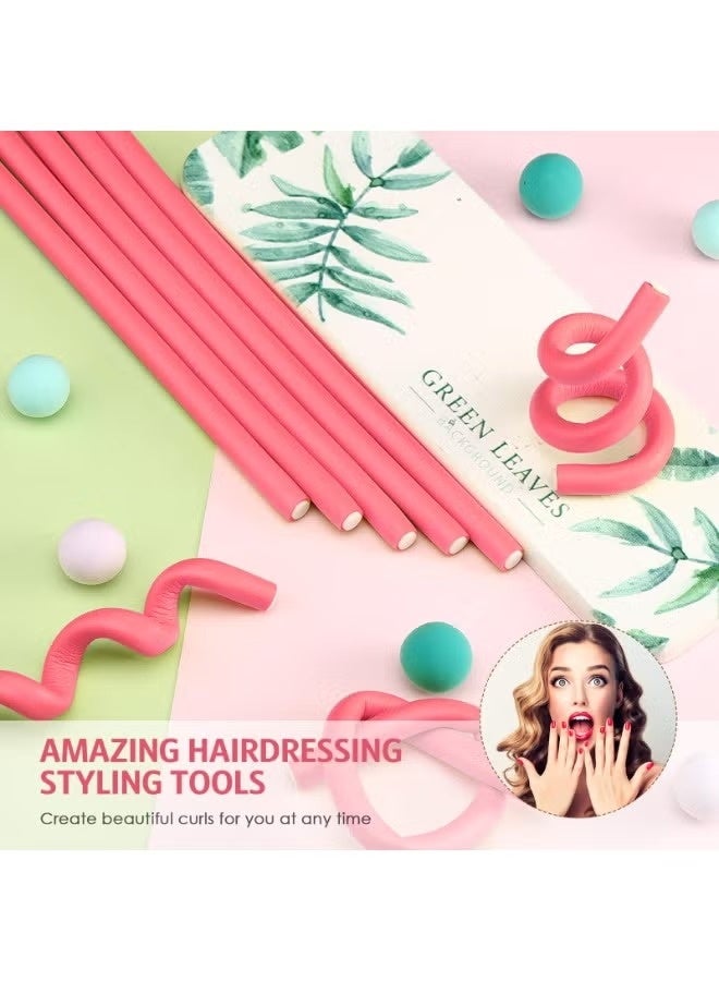 LUMYA 30Pcs No Heat Hair Rods Rollers, Soft Flexible Foam Hair Curlers with 1 Mouse Tail Comb, Styling Tools for Daily Use, Travel, Sleeping (Pink) - Image 4