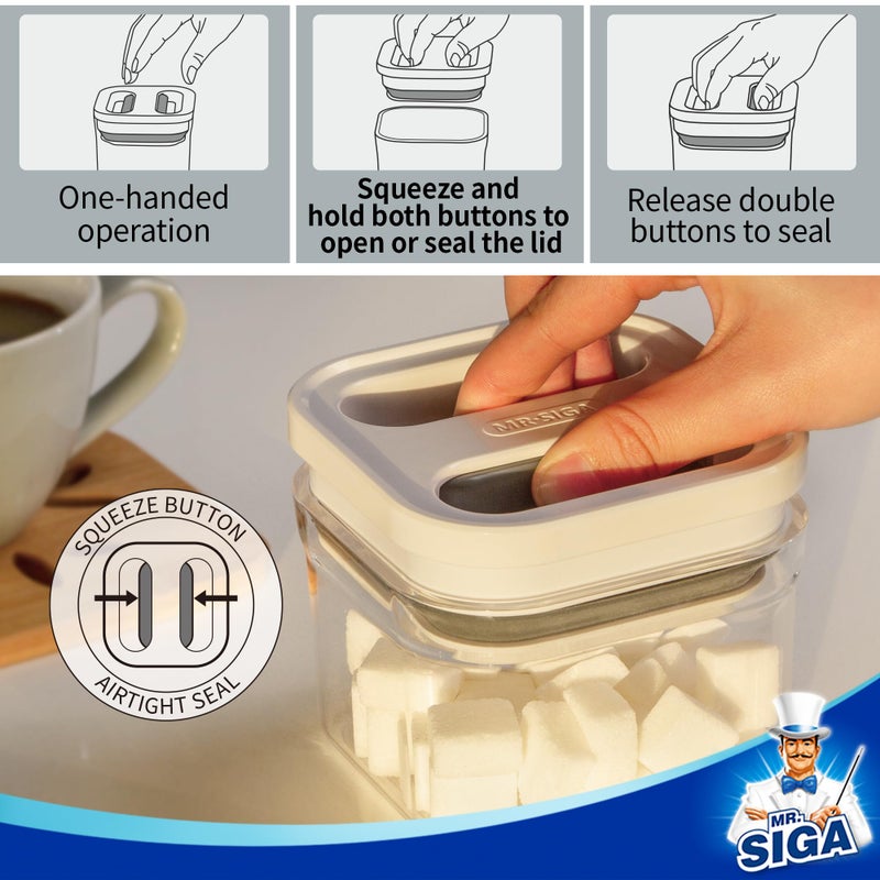Mr Siga MR.SIGA 4 Pack Airtight Food Storage Container Set  BPA Free Kitchen Pantry Organization Canisters  One-handed Airtight Cereal Snack Candy Storage Containers  360ml / 12.2oz  Small  White - Image 3