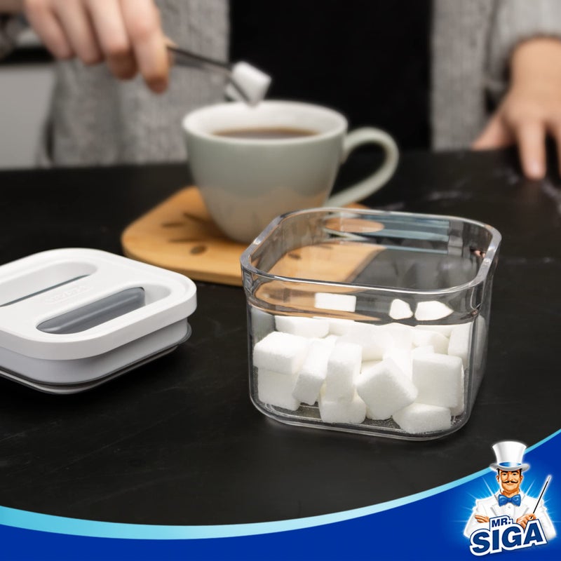 Mr Siga MR.SIGA 4 Pack Airtight Food Storage Container Set  BPA Free Kitchen Pantry Organization Canisters  One-handed Airtight Cereal Snack Candy Storage Containers  360ml / 12.2oz  Small  White - Image 5