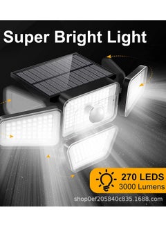 Generic Solar Lights Outdoor, 288 LED 4 Heads Motion Sensor Outdoor Lights, 270° Wide Angle IP65 Waterproof Street Area Lights with 3 Modes, Outdoor Solar Lights for Yard Patio Garden Garage  - Image 2