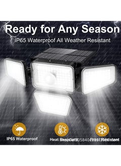 Generic Solar Lights Outdoor, 288 LED 4 Heads Motion Sensor Outdoor Lights, 270° Wide Angle IP65 Waterproof Street Area Lights with 3 Modes, Outdoor Solar Lights for Yard Patio Garden Garage  - Image 3
