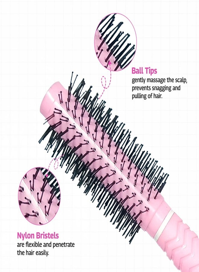 Zeyu Round Hair Brush | Hair Brush for Men & Women | For Hair Styling, Drying, Healthy Hair and Add Volume| Flexible & Soft Nylon Bristles (Pink.) - Image 3